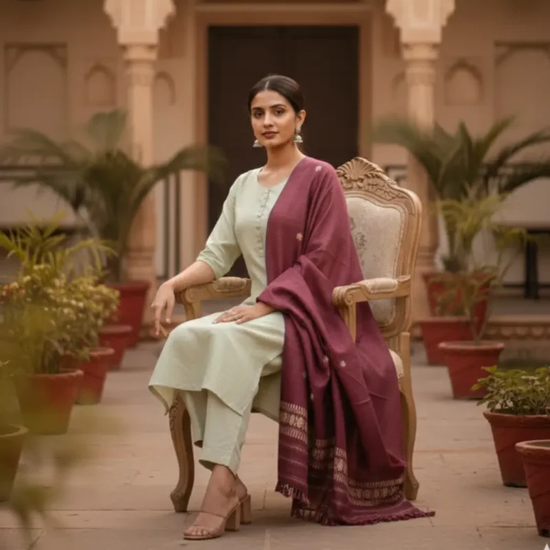 Stole Crimson Heritage Eri Silk Stole Muga Work