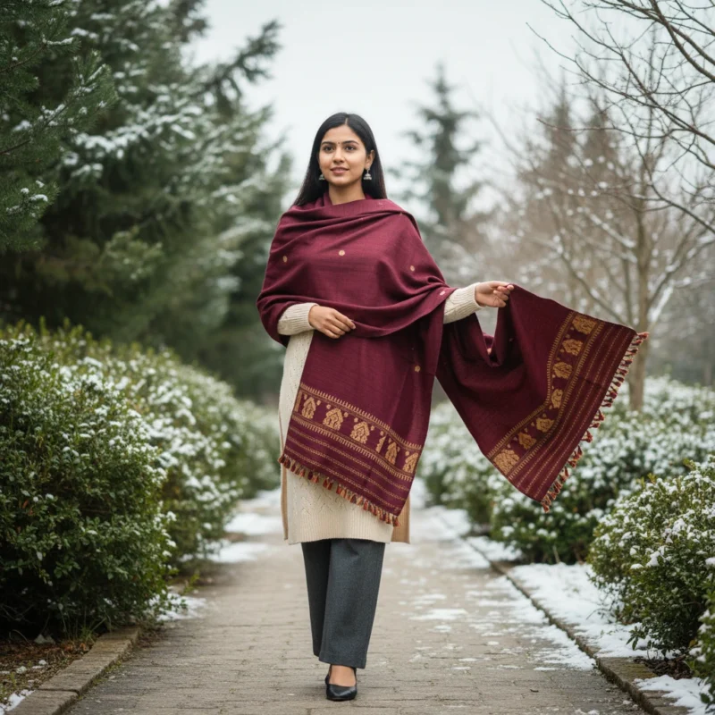 Stole Royal Weave Eri Silk Stole Muga Work