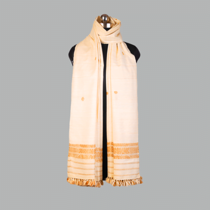 Handwoven Shawl Cream with Beige Colour Work