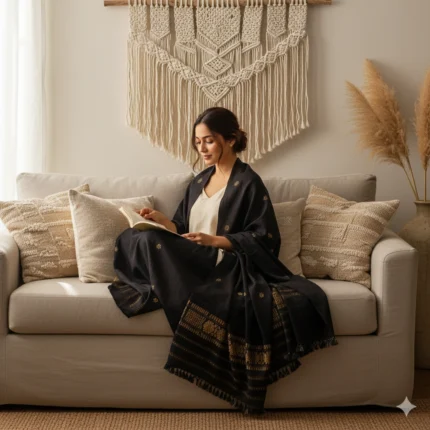 Kohra Gold Eri Silk Stole Muga Work