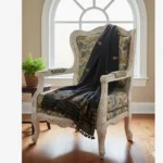 Rhino Noir Eri Silk Stole Muga Work