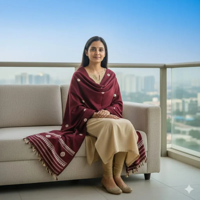 Vintage Veil Shawl Eri Silk Shawl Eri Work