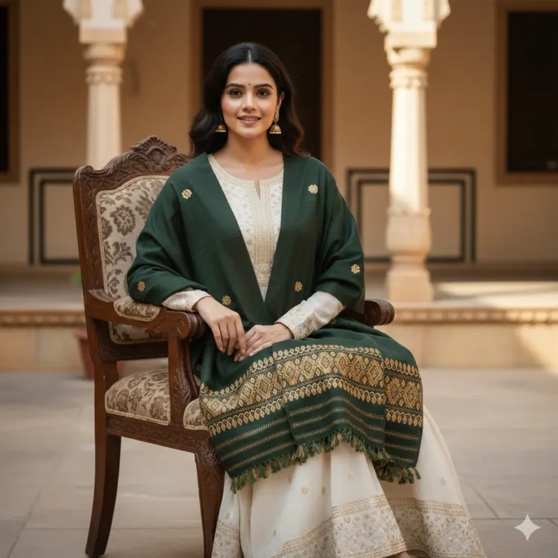 Forest Royale Eri Silk Shawl Muga Work