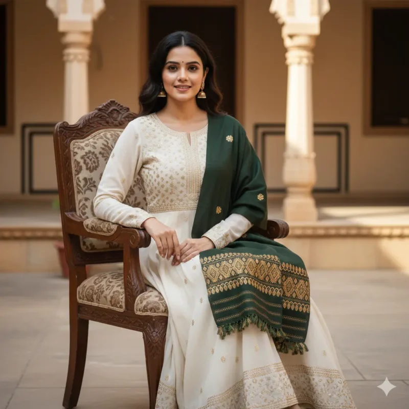 Forest Royale Eri Silk Shawl Muga Work