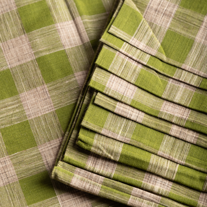 cream and green checks fabric