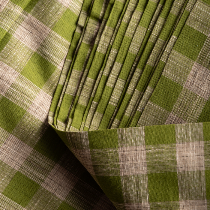 cream and green checks fabric