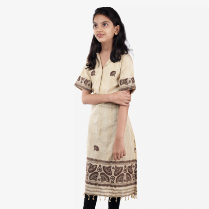 cream with maroon ladies kurti