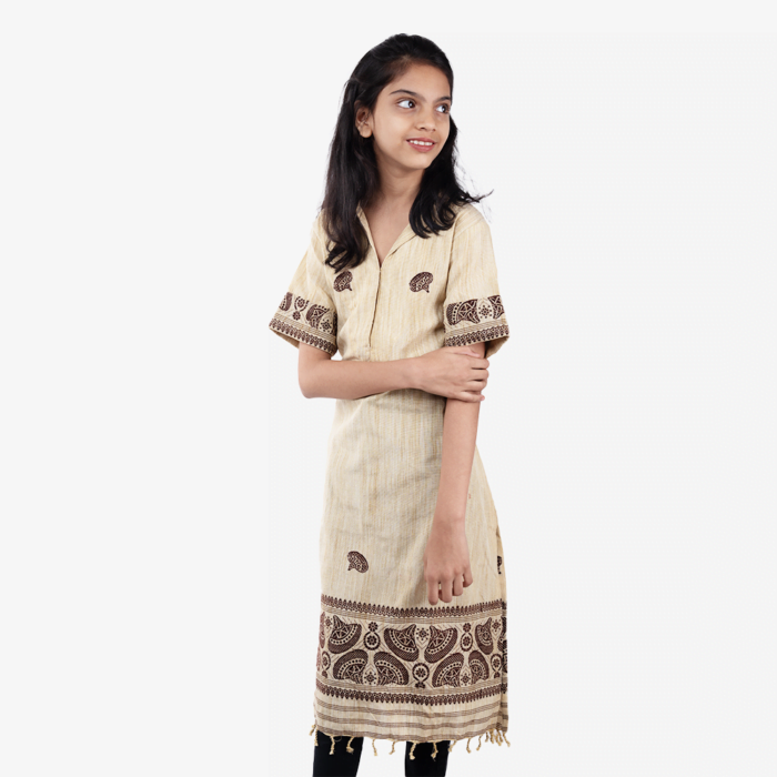 cream with maroon ladies kurti