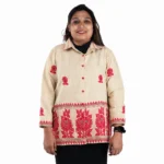 Beige with red colour ladies shirt