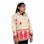 Beige with red colour ladies shirt