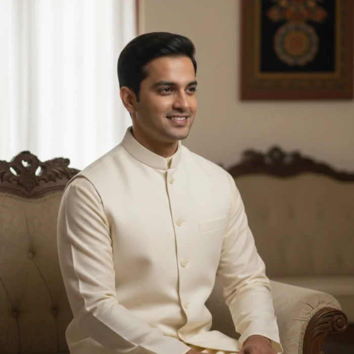 Royal Assam Heritage Eri & Paat Silk Modi Jacket - The Indian Fabrics