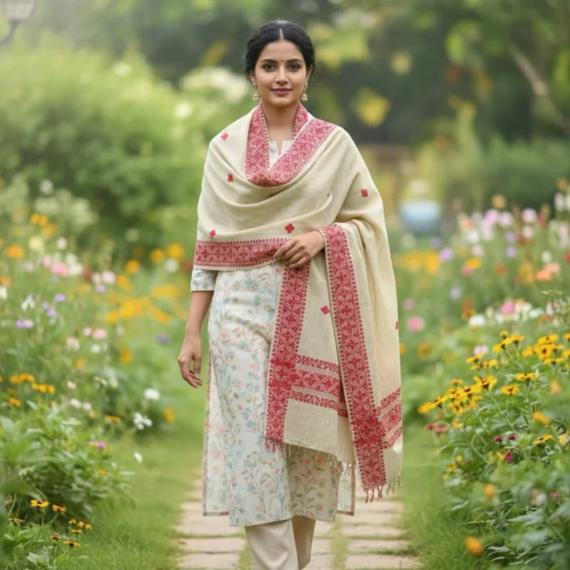 Viraasat Rekha Loom Side Border Stole