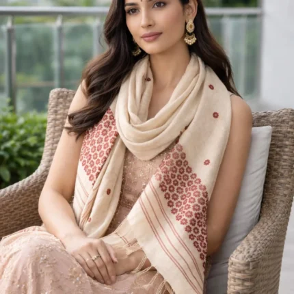 Maroon Blossom Heritage Shawl