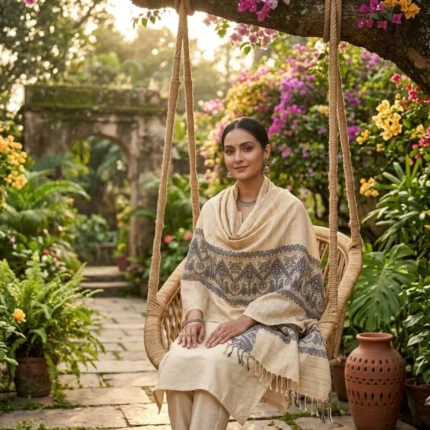 Ivory Mist Handloom Stole
