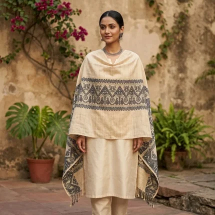 Ivory Mist Handloom Stole