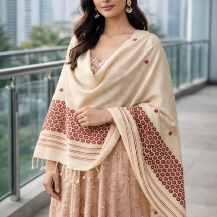 Maroon Blossom Heritage Shawl