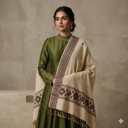 Maroon Heritage Weave Stole