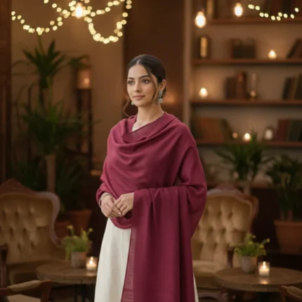 Wine Aura Eri Silk Shawl