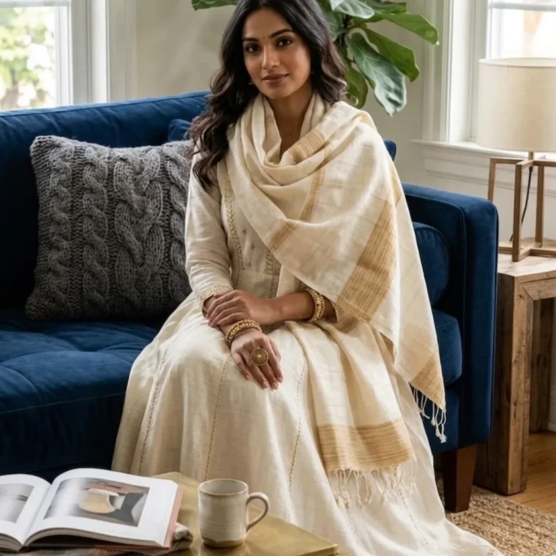 Beige Serenity Eri Silk Stole