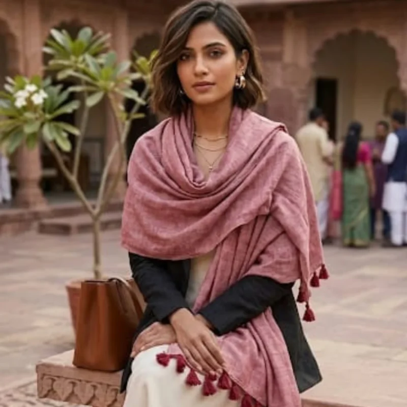 Petal Dusk Eri Silk Shawl