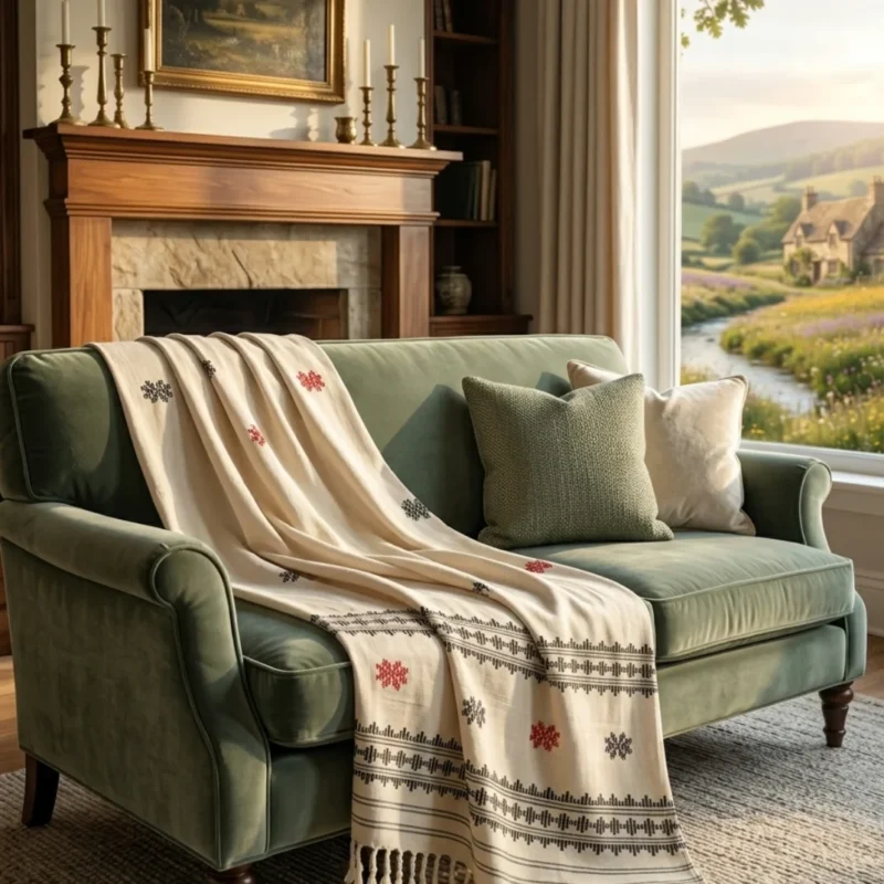 Scarlet Meadow Eri Silk Shawl