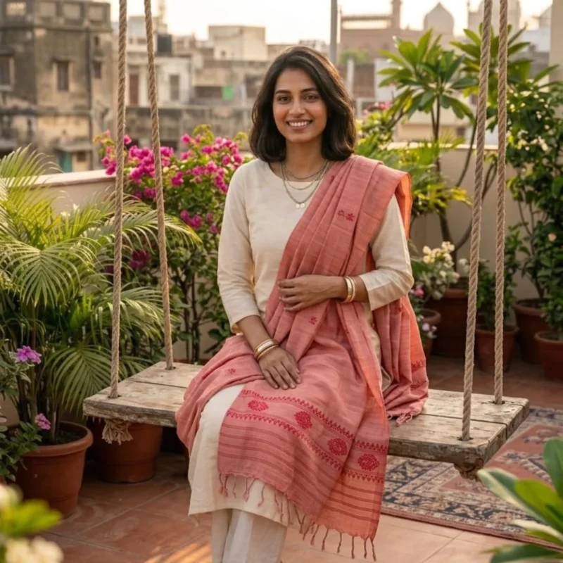 Saffron Blush Eri Silk Shawl