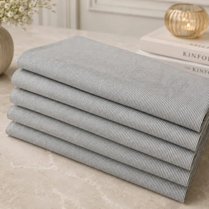 Silver Mist Pinstripe Cotton Fabric
