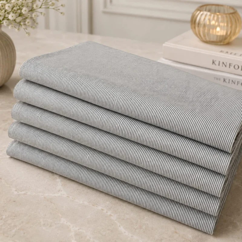 Silver Mist Pinstripe Cotton Fabric