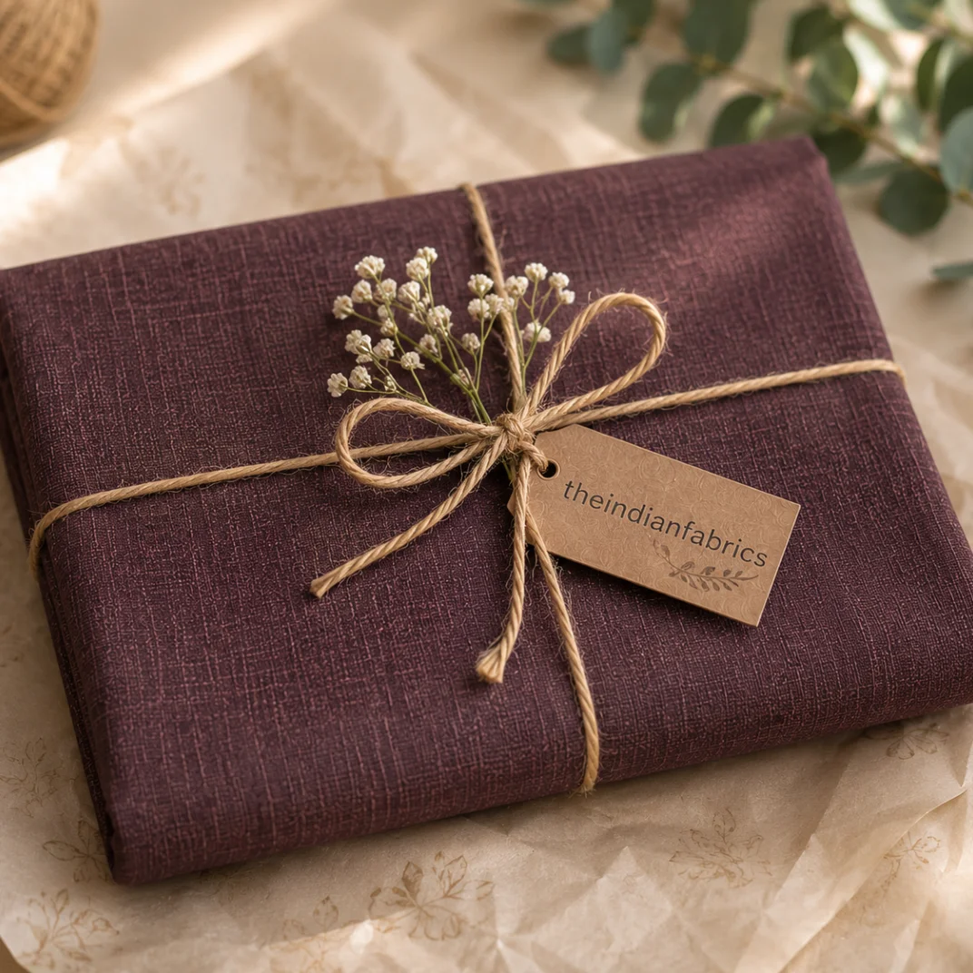 Plum Prestige Weave Cotton Fabric Plum Prestige Weave Cotton Fabric