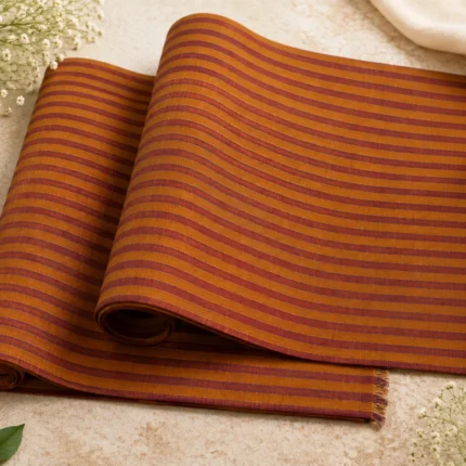 Saffron Plum Stripe Cotton Fabric
