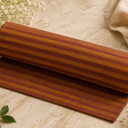 Saffron Plum Stripe Cotton Fabric
