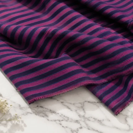 Midnight Orchid Stripe Cotton Fabric